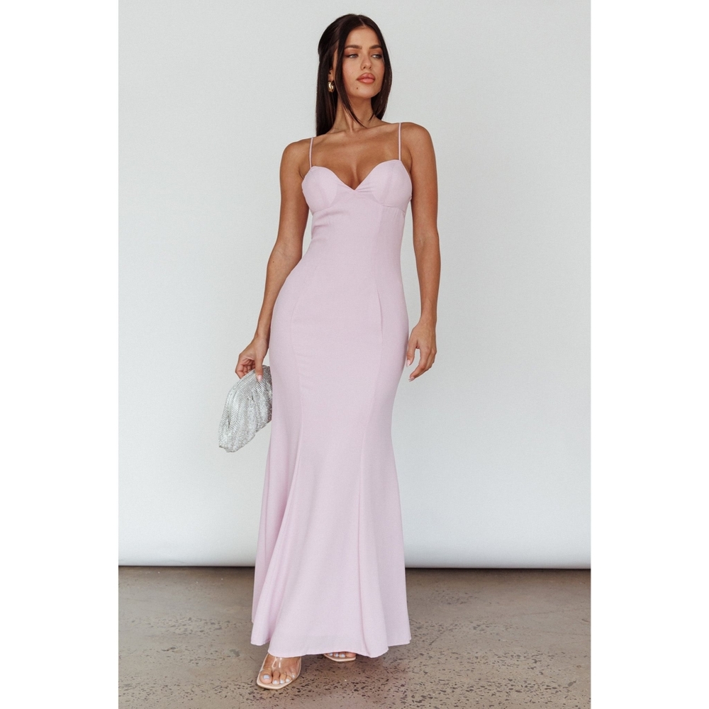 Selfie Leslie Dreaming of Paris bodycon mermaid maxi dress lilac XS NWT